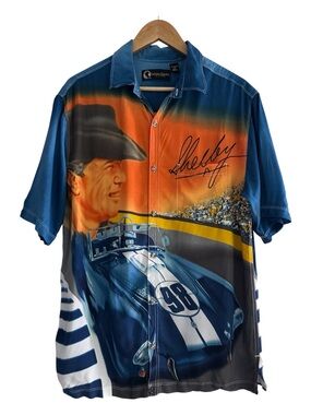 Shelby Cobra Racing Graphic Button Shirt Motorsport Camp Shirt Y2K